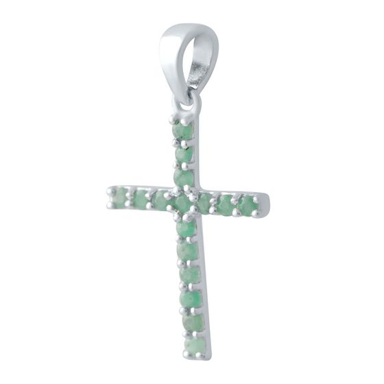 Серебряный крестик с изумрудом 0.72ct