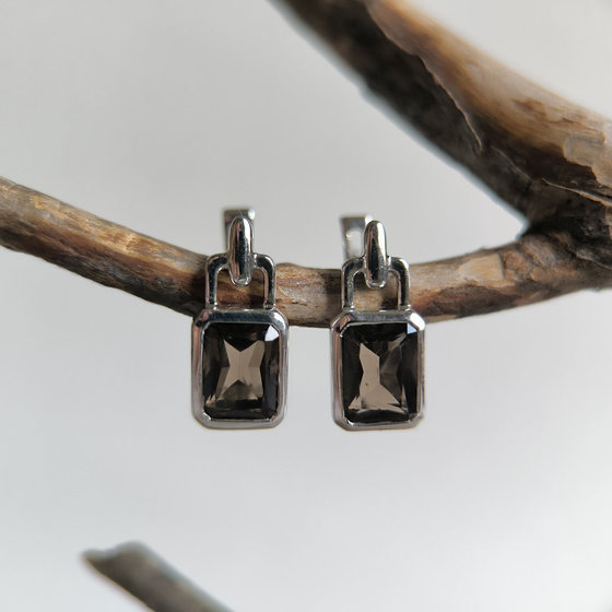 Серебряные серьги с раухтопазом (дымчатым кварцем) 2.808ct
