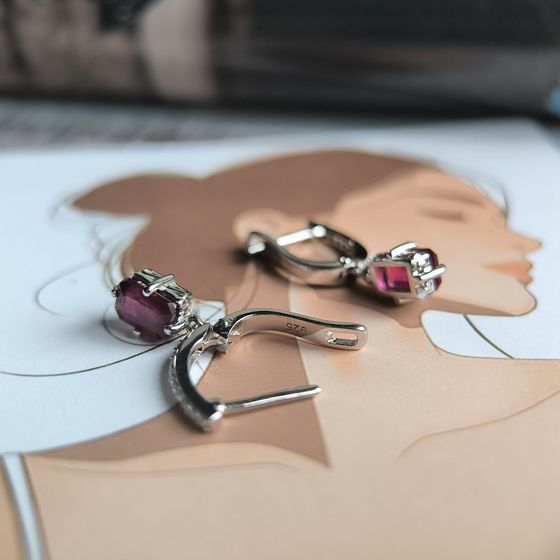 Серебряные серьги с рубином 1.548ct