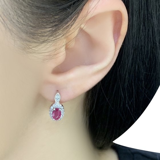 Серебряные серьги с рубином 1.713ct
