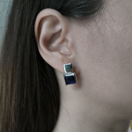 Срібні сережки із сапфіром nano 3.95ct