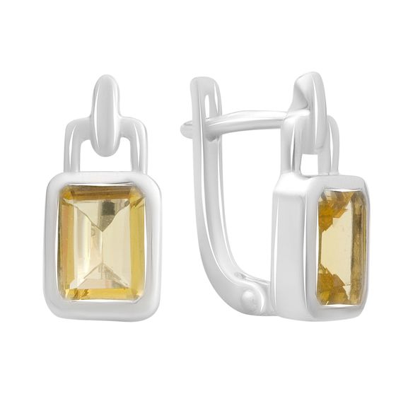 Silver earrings with a 2.835ct nano citrine