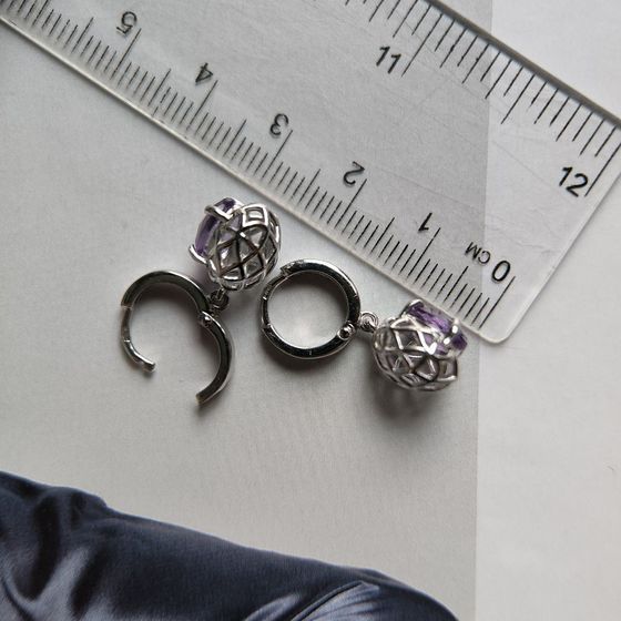 Срібні сережки з аметистом 1.99ct