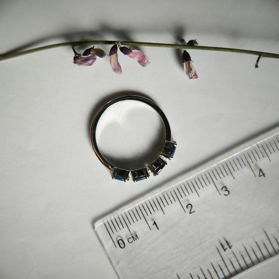 Silver ring with a sapphire