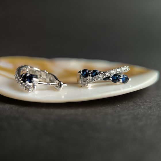 Серебряные серьги с сапфиром nano 1.12ct