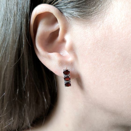 Серебряные серьги с гранатом 2.859ct