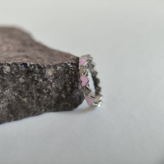 Серебряное кольцо с емаллю, фианитами