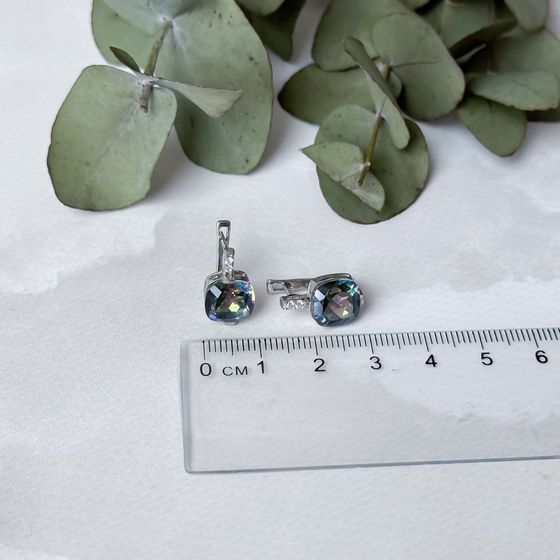 Серебряные серьги с мистик топазом 4.543ct