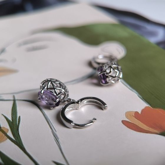 Срібні сережки з аметистом 1.99ct