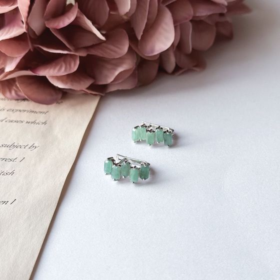 Срібні сережки зі смарагдом 2.55ct