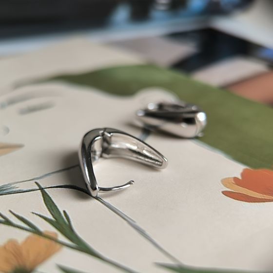 Silver earrings without stones