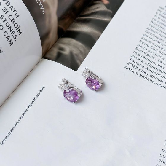 Серебряные серьги с александритом 6.582ct