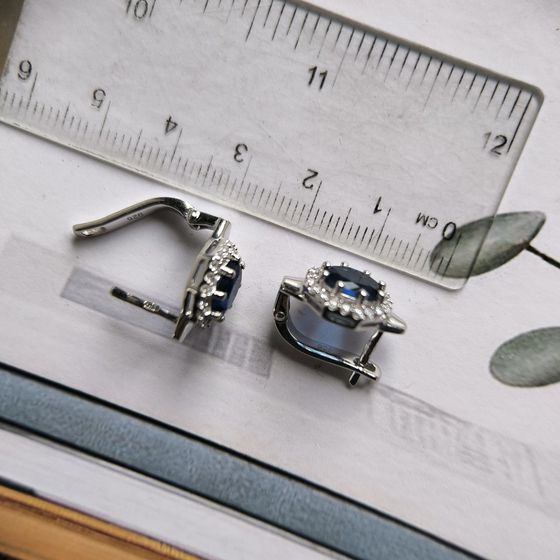 Silver earrings with sapphire nano