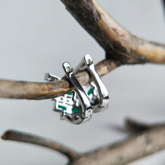 Серебряные серьги с агатом 5.288ct