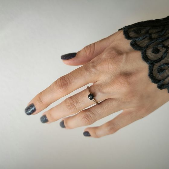 Silver ring with a sapphire