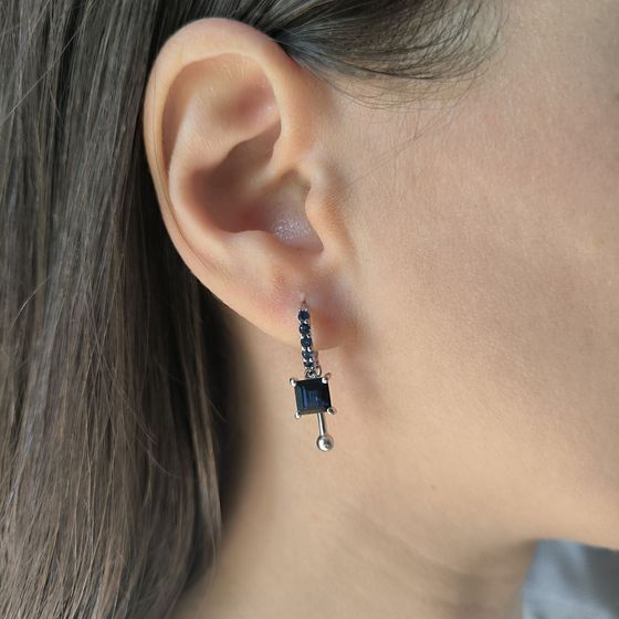 Silver earrings with sapphire nano 2.35ct
