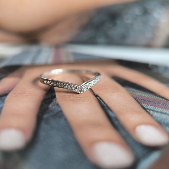 Silver ring with cubic zirconia