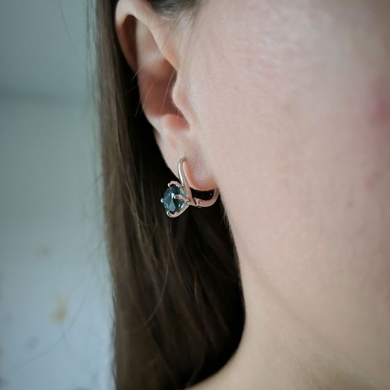 Серебряные серьги с топазом Лондон Блю