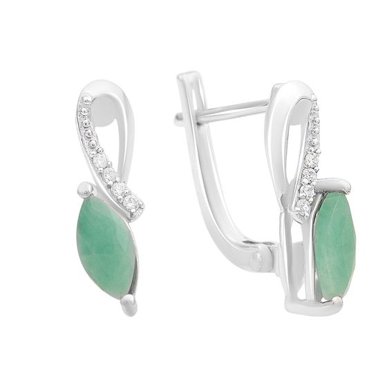 Sterling silver earrings with emerald 1.189ct, with phianites