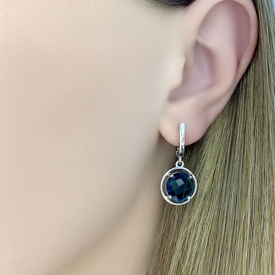 Серебряные серьги с топазом Лондон Блю 5.808ct