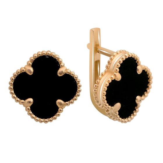 Gold earrings with onyx