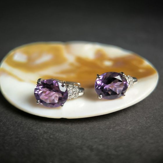 Срібні сережки з аметистом 8.705ct