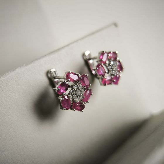 Срібні сережки з рубіном 4.27ct