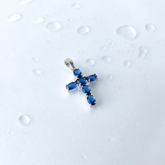 Срібний хрестик із сапфіром nano 1.9ct