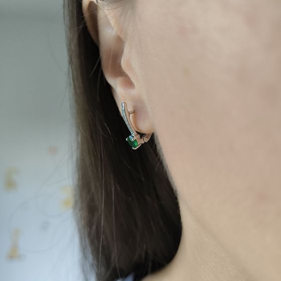 Серебряные серьги с изумрудом nano 0.961ct