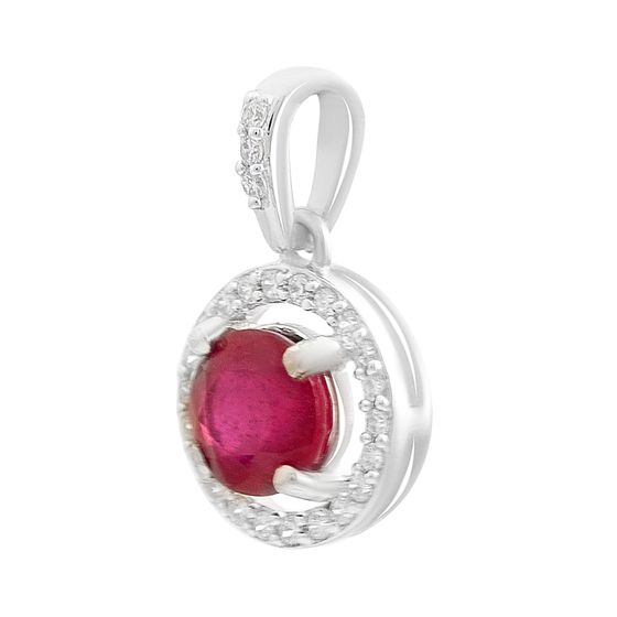 Серебряная подвеска с рубином 1.5ct, фианитами