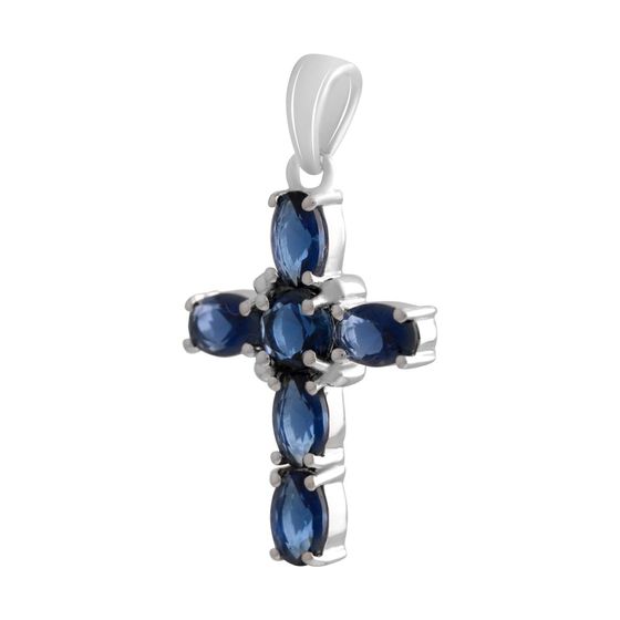 Срібний хрестик із сапфіром nano 1.9ct