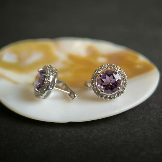 Срібні сережки з аметистом 4.166ct