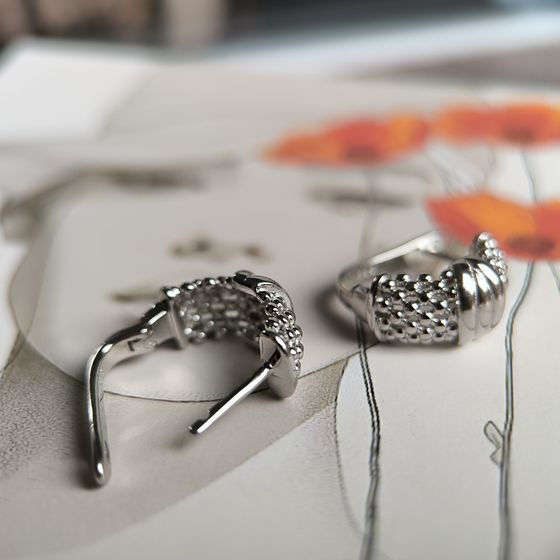 Silver earrings without stones
