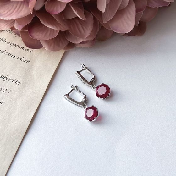 Серебряные серьги с рубином 8.2ct