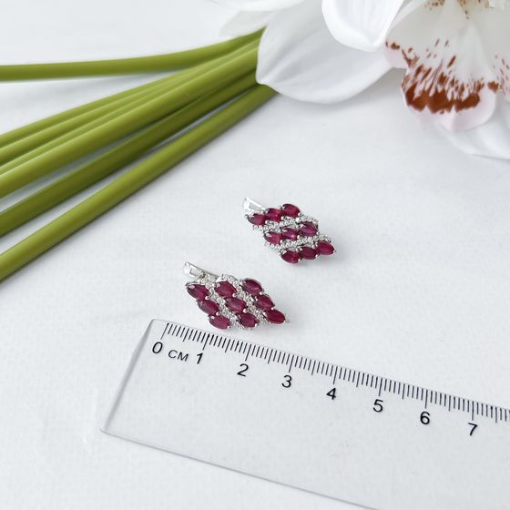 Silver earrings with ruby 7.101ct