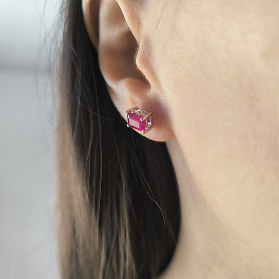 Серебряные серьги с рубином 2.68ct