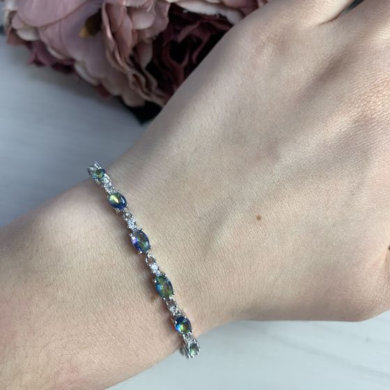 Серебряный браслет с мистик топазом 4.838ct
