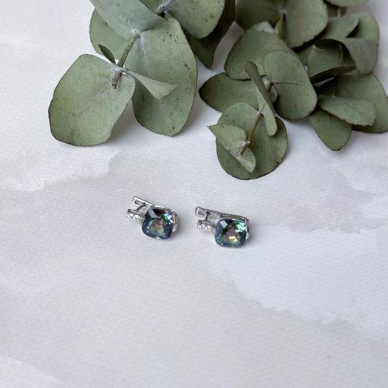 Серебряные серьги с мистик топазом 4.543ct