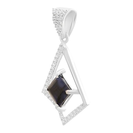 Срібна підвіска з сапфіром 1.859ct, фіанітами