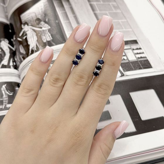 Серебряные серьги с сапфиром, фианитами