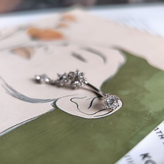 Серебряный пирсинг с фианитами