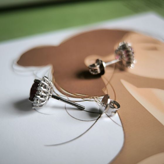 Серебряные серьги с рубином 2.807ct