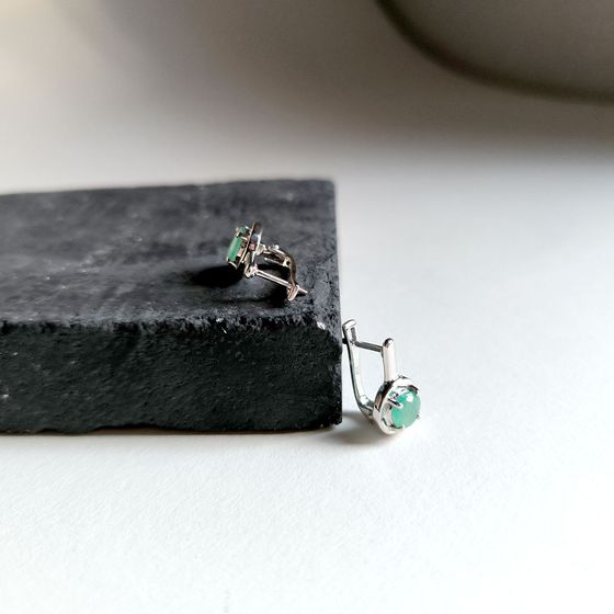 Срібні сережки зі смарагдом 1.54ct