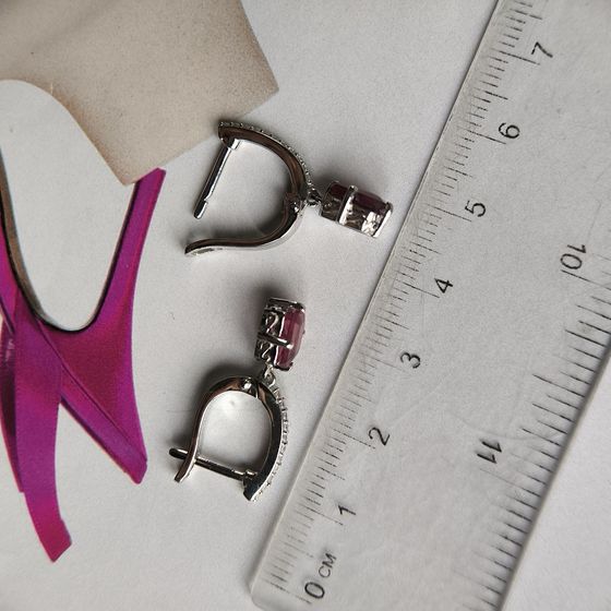 Серебряные серьги с рубином 1.548ct