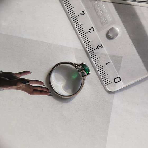 Silver ring with emerald nano 0.908ct