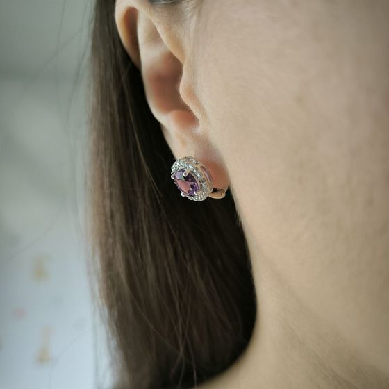 Срібні сережки з аметистом 4.166ct