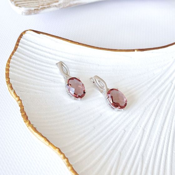 Серебряные серьги с султанитом 3.838ct, фианитами