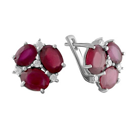 Silver earrings with a ruby
