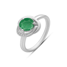 Серебряное кольцо с изумрудом 1.249ct, фианитами