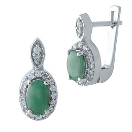 Silver earrings with a 1.295-carat emerald